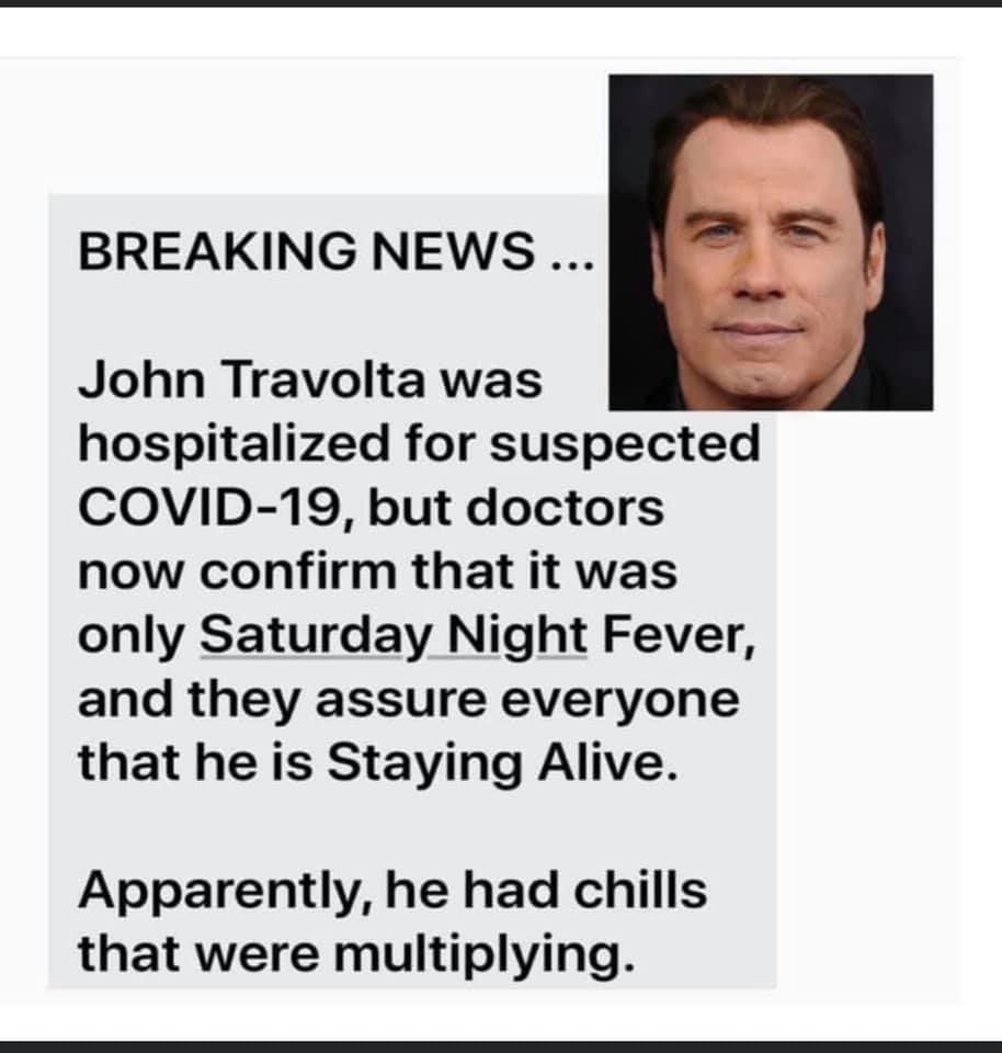 funny coronavirus meme, john travolta coronavirus meme, saturday night fever coronavirus meme, staying alive coronavirus meme